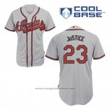 Maglia Baseball Uomo Atlanta Braves 23 David Justice Grigio Cool Base