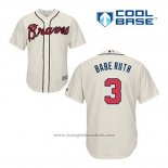 Maglia Baseball Uomo Atlanta Braves 3 Babe Ruth Crema Alternato Cool Base