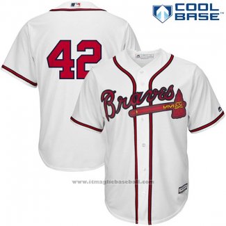 Maglia Baseball Uomo Atlanta Braves 42 Jackie Robinson Bianco Cool Base