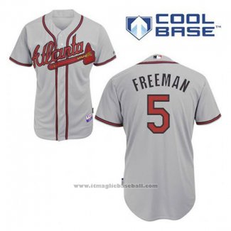 Maglia Baseball Uomo Atlanta Braves 5 Frojodie Freeman Grigio Cool Base