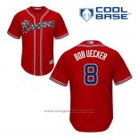 Maglia Baseball Uomo Atlanta Braves 8 Bob Uecker Rosso Alternato Cool Base