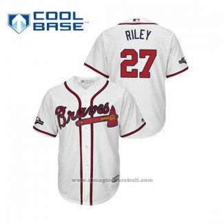 Maglia Baseball Uomo Atlanta Braves Austin Riley 2019 Postseason Cool Base Bianco