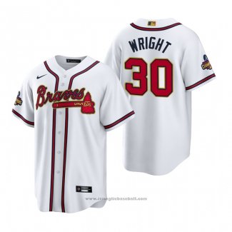 Maglia Baseball Uomo Atlanta Braves Kyle Wright 2022 Gold Program Replica Bianco