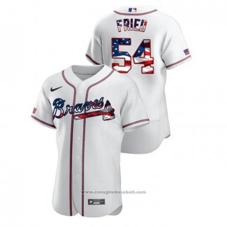 Maglia Baseball Uomo Atlanta Braves Max Fried 2020 Stars & Stripes 4th of July Bianco