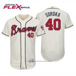 Maglia Baseball Uomo Atlanta Braves Mike Soroka Flex Base Autentico Collezione Alternato 2019 Crema