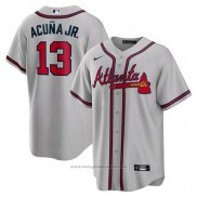 Maglia Baseball Uomo Atlanta Braves Ronald Acuna JR. Road Replica Grigio