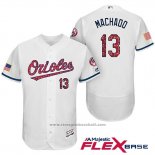 Maglia Baseball Uomo Baltimore Orioles 2017 Stelle E Strisce 13 Manny Machado Bianco Flex Base