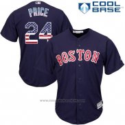 Maglia Baseball Uomo Boston Red Sox 24 Rayas Blu Estrellas y Cool Base