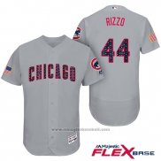 Maglia Baseball Uomo Chicago Cubs 2017 Stelle e Strisce Cubs 44 Anthony Rizzo Grigio Flex Base