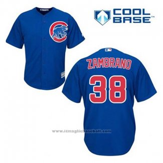 Maglia Baseball Uomo Chicago Cubs 38 Carlos Zambrano Blu Alternato Cool Base