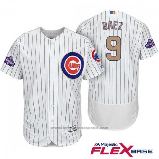 Maglia Baseball Uomo Chicago Cubs 9 Javier Baez Bianco Or Flex Base