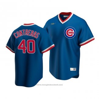 Maglia Baseball Uomo Chicago Cubs Willson Contreras Cooperstown Collection Road Blu
