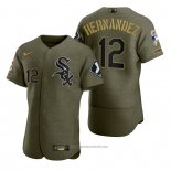 Maglia Baseball Uomo Chicago White Sox Cesar Hernandez Camouflage Digitale Verde 2021 Salute To Service