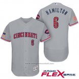 Maglia Baseball Uomo Cincinnati Reds 2017 Stelle E Strisce 6 Billy Hamilton Grigio Flex Base