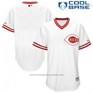 Maglia Baseball Uomo Cincinnati Reds 6200 Turn Back The Clock Bianco Cool Base