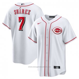 Maglia Baseball Uomo Cincinnati Reds Eugenio Suarez Primera Replica Bianco