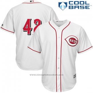 Maglia Baseball Uomo Cincinnati Reds Jackie Robinson 42 Bianco Cool Base