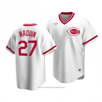 Maglia Baseball Uomo Cincinnati Reds Tyler Naquin Cooperstown Collection Home Bianco