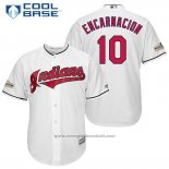 Maglia Baseball Uomo Cleveland Indians 2017 Postseason 10 Edwin Encarnacion Bianco Cool Base