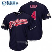 Maglia Baseball Uomo Cleveland Indians 2017 Postseason 4 Coco Crisp Blu Cool Base