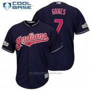 Maglia Baseball Uomo Cleveland Indians 2017 Postseason 7 Yan Gomes Blu Cool Base