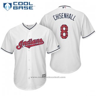 Maglia Baseball Uomo Cleveland Indians 2017 Stelle e Strisce 8 Lonnie Chisenhall Bianco Cool Base