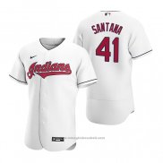 Maglia Baseball Uomo Cleveland Indians Carlos Santana Autentico 2020 Primera Bianco