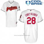 Maglia Baseball Uomo Cleveland Indians Corey Kluber 28 Bianco Home Cool Base