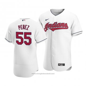 Maglia Baseball Uomo Cleveland Indians Roberto Perez Autentico Primera Bianco