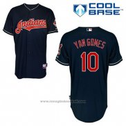 Maglia Baseball Uomo Cleveland Indians Yan Gomes 10 Blu Alternato Cool Base
