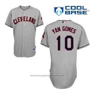 Maglia Baseball Uomo Cleveland Indians Yan Gomes 10 Grigio Cool Base