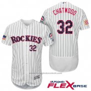 Maglia Baseball Uomo Colorado Rockies 2017 Stelle e Strisce Tyler Chatwood 32 Bianco Flex Base