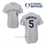 Maglia Baseball Uomo Colorado Rockies Carlos Gonzalez 5 Grigio Viola Cool Base