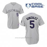 Maglia Baseball Uomo Colorado Rockies Carlos Gonzalez 5 Grigio Viola Cool Base