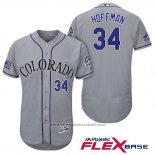 Maglia Baseball Uomo Colorado Rockies Jeff Hoffman 34 Grigio Autentico Collection Flex Base