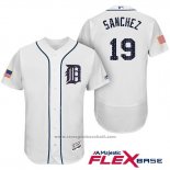 Maglia Baseball Uomo Detroit Tigers 2017 Stelle e Strisce Anibal Sanchez Bianco Flex Base