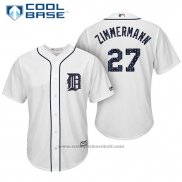 Maglia Baseball Uomo Detroit Tigers 2017 Stelle e Strisce Jordan Zimmermann Bianco Cool Base