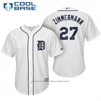 Maglia Baseball Uomo Detroit Tigers 2017 Stelle e Strisce Jordan Zimmermann Bianco Cool Base