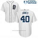 Maglia Baseball Uomo Detroit Tigers 40 Jacoby Jones Bianco Cool Base