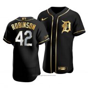 Maglia Baseball Uomo Detroit Tigers Jackie Robinson Golden Edition Autentico Nero