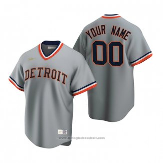 Maglia Baseball Uomo Detroit Tigers Personalizzate Cooperstown Collection Road Grigio