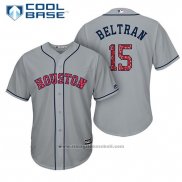 Maglia Baseball Uomo Houston Astros 2017 Stelle e Strisce Carlos Beltran Grigio Cool Base