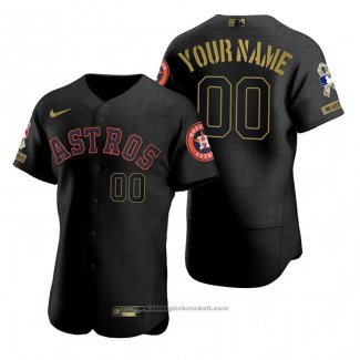 Maglia Baseball Uomo Houston Astros Personalizzate Nero 2021 Salute To Service