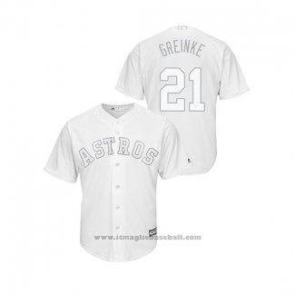 Maglia Baseball Uomo Houston Astros Zack Greinke 2019 Players Weekend Greinke Replica Bianco