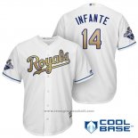 Maglia Baseball Uomo Kansas City Royals Campeones 14 Omar Infante Cool Base Or