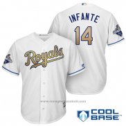 Maglia Baseball Uomo Kansas City Royals Campeones 14 Omar Infante Cool Base Or