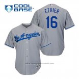 Maglia Baseball Uomo Los Angeles Dodgers Andre Ethier 16 Grigio Cool Base