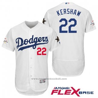 Maglia Baseball Uomo Los Angeles Dodgers Clayton Kershaw Bianco 2017 All Star Flex Base