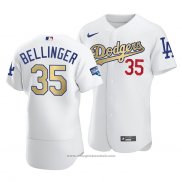 Maglia Baseball Uomo Los Angeles Dodgers Cody Bellinger 2021 Gold Program Patch Autentico Bianco