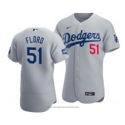 Maglia Baseball Uomo Los Angeles Dodgers Dylan Floro 2020 Autentico Alternato Grigio